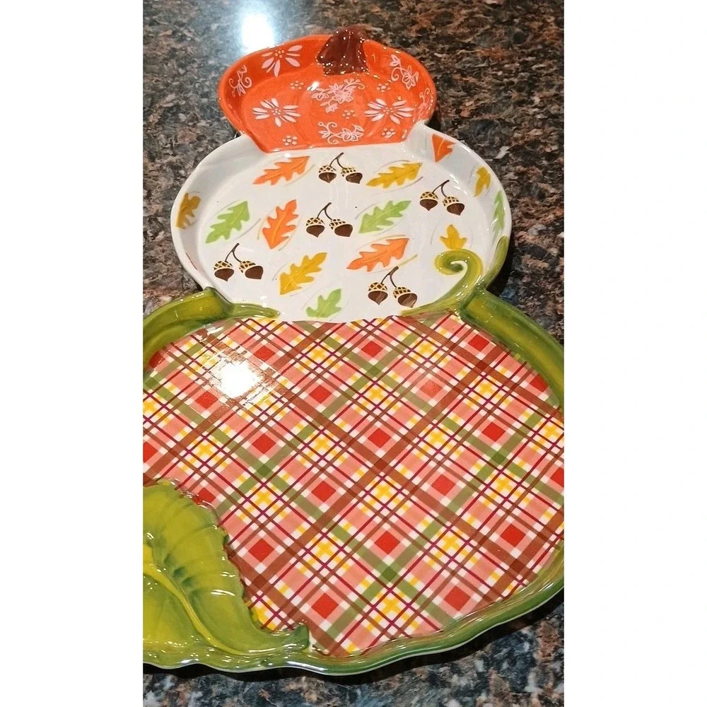 Temptations By Tara Fall‎ Pumpkin Platter Thanksgiving Tabletop Decor